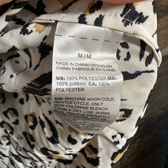 White House Black Market Animal Print Blouse - Black, White, Gold - Picture 4 of 6